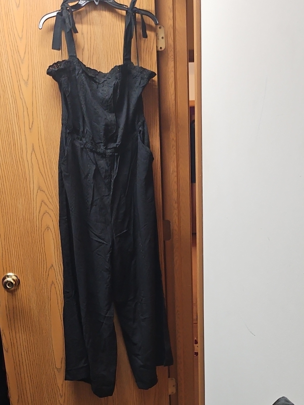 Black Tie-Shoulder Jumpsuit